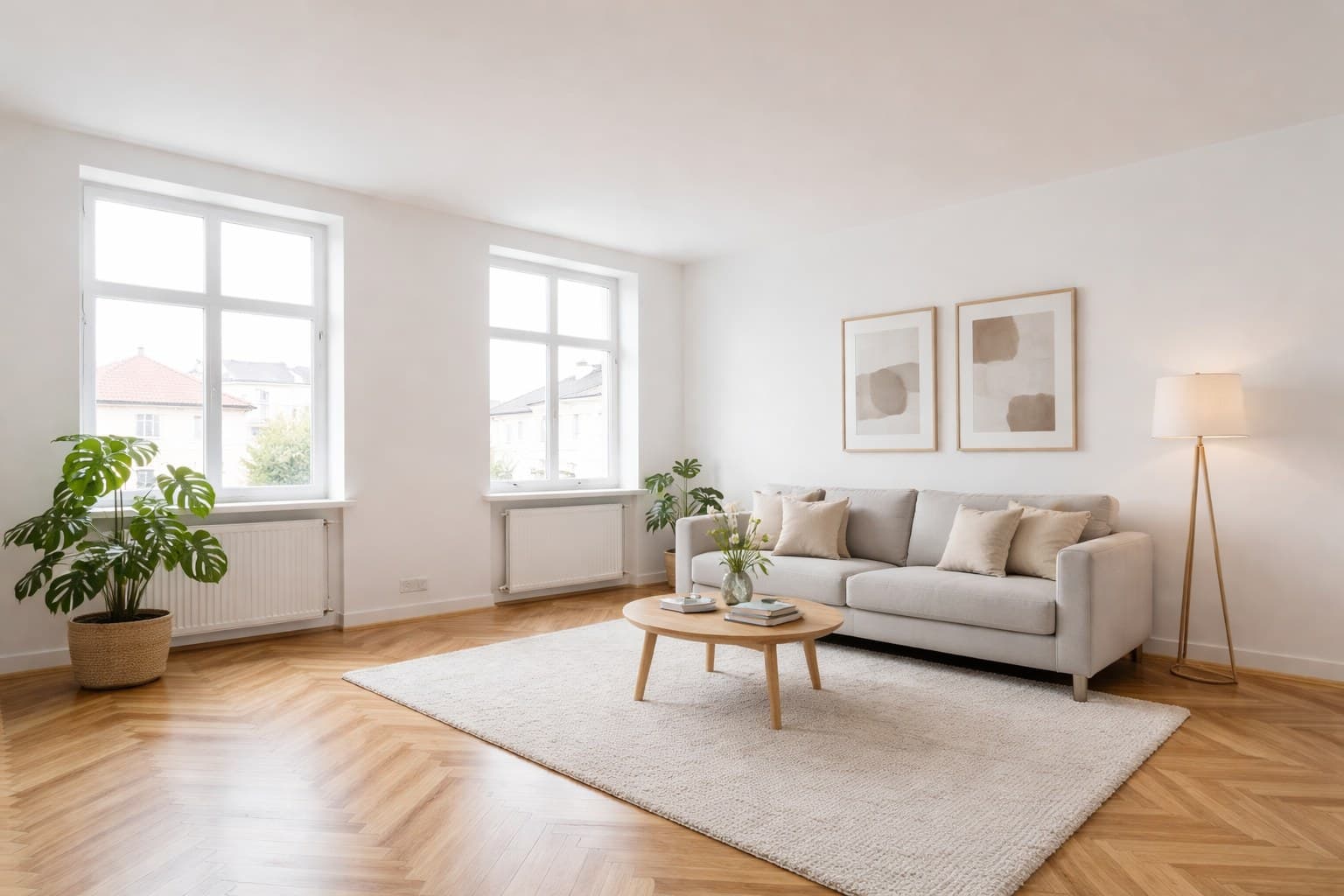 Raum nach Virtual Staging mit KI-Möblierung