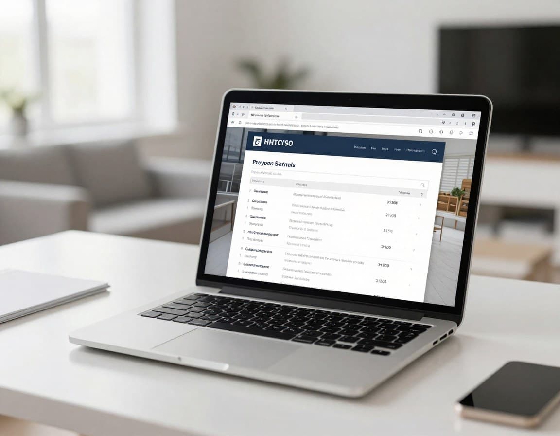 Laptop zeigt automatisch erstelltes Immobilien-Exposé