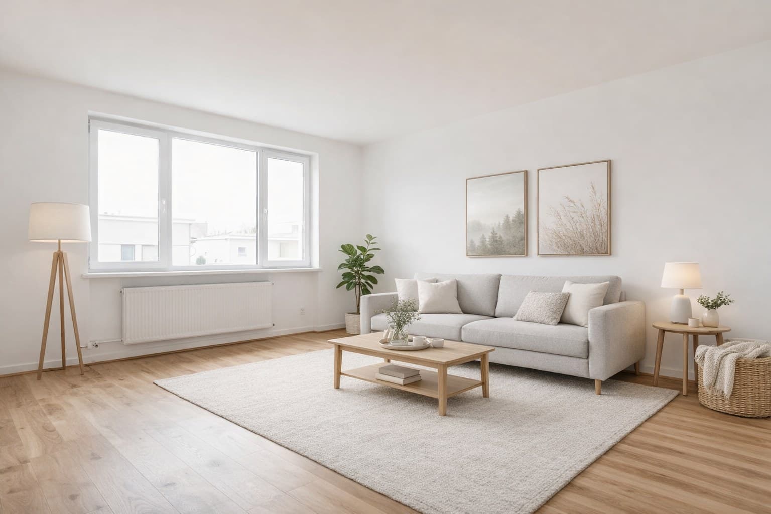 Raum nach Virtual Staging mit KI-Möblierung