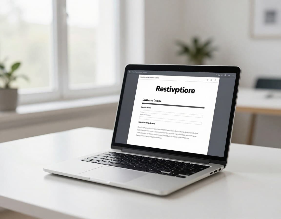 Laptop zeigt Online-Tool zur Exposé-Erstellung im Browser