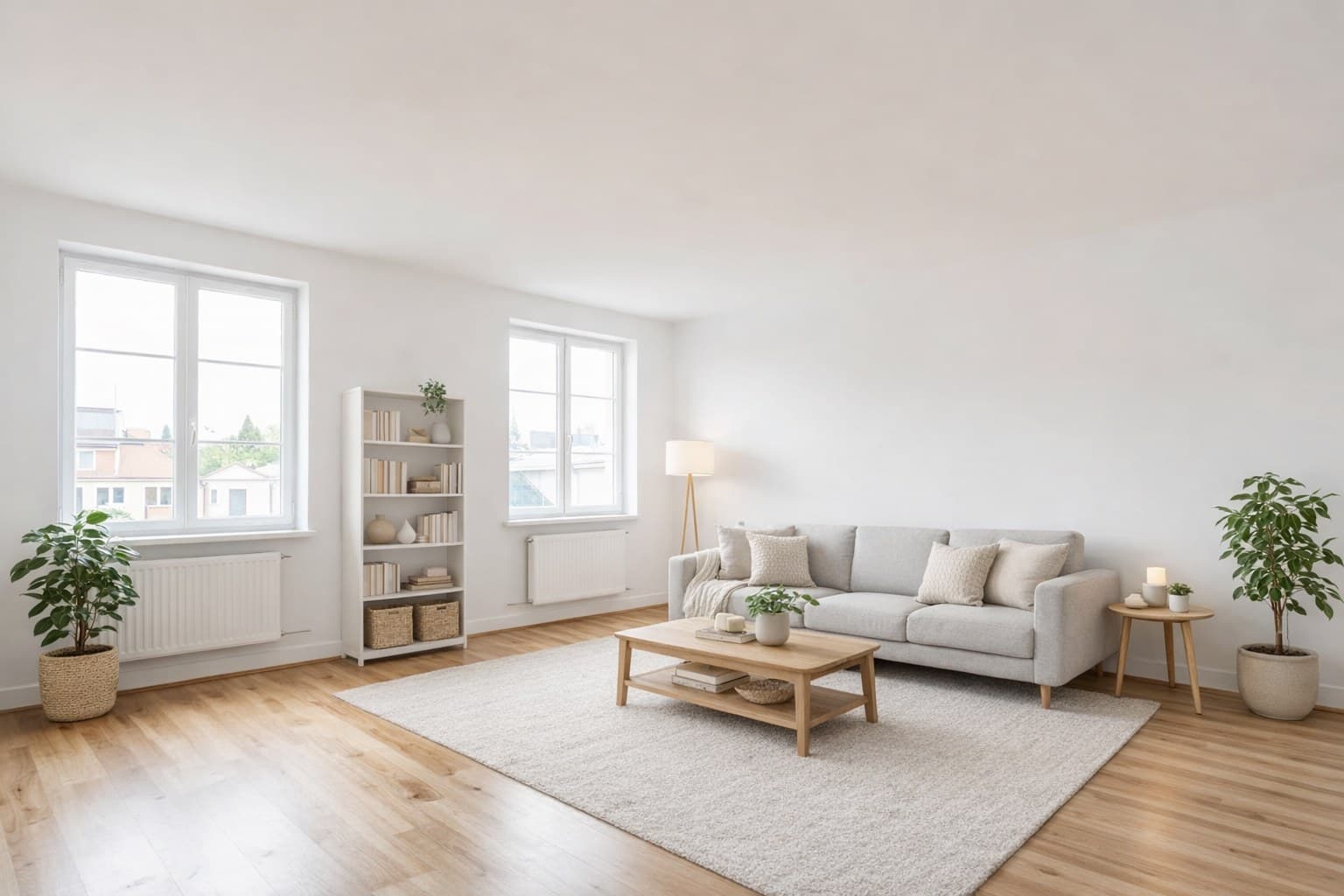 Raum nach Virtual Staging mit KI-Möblierung