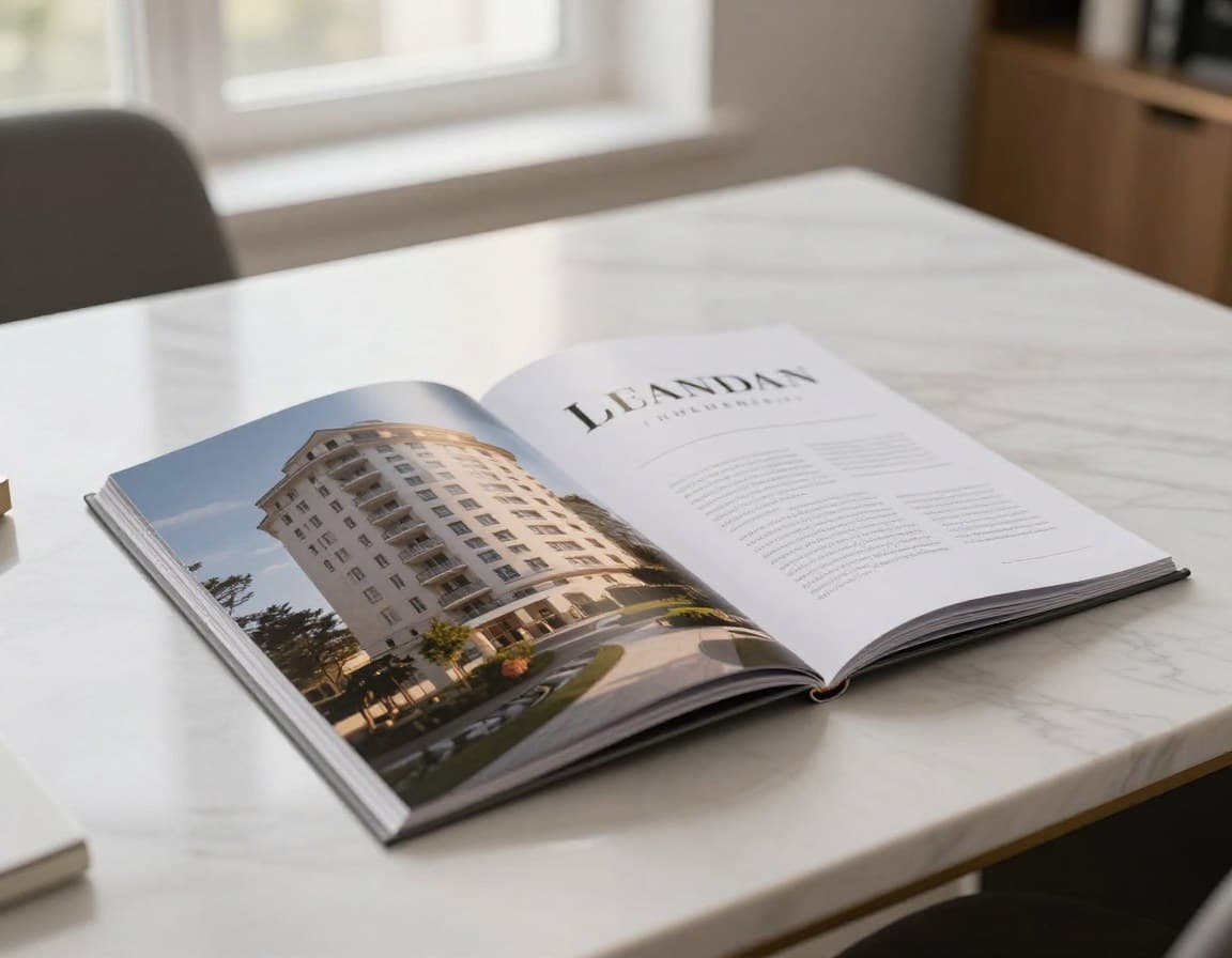 Professionelles Immobilien-Exposé auf einem Schreibtisch