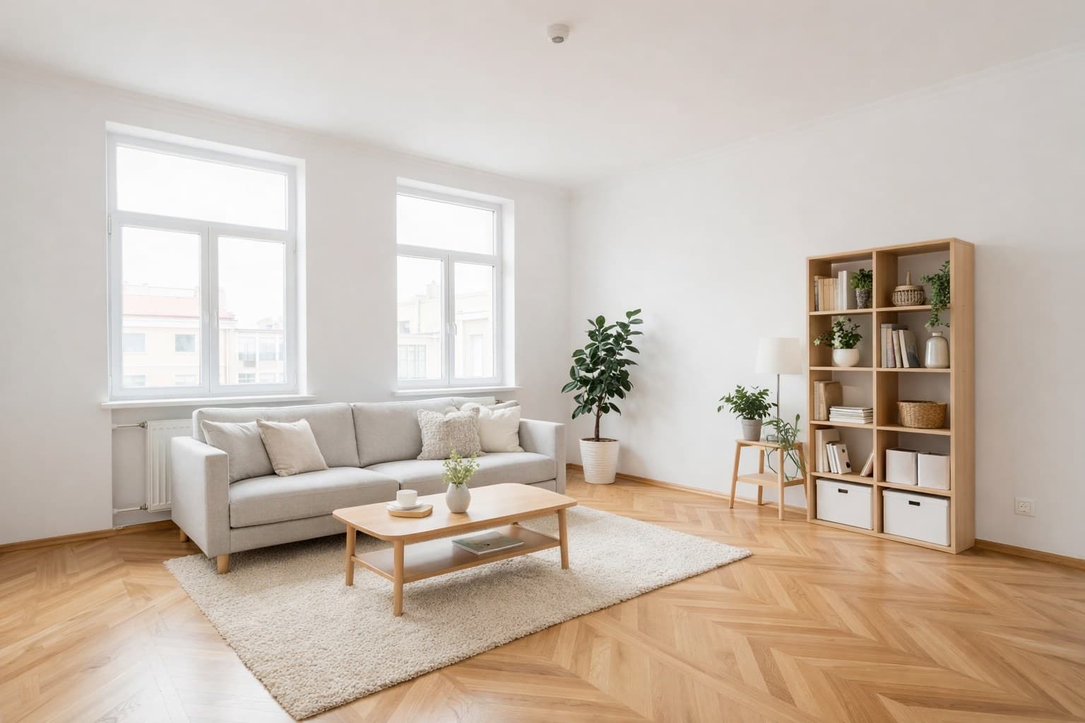Raum nach Virtual Staging mit KI-Möblierung