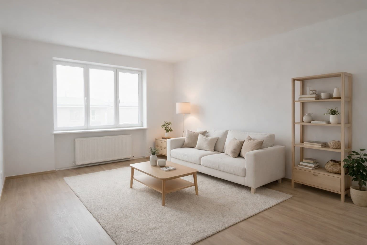 Raum nach Virtual Staging mit KI-Möblierung