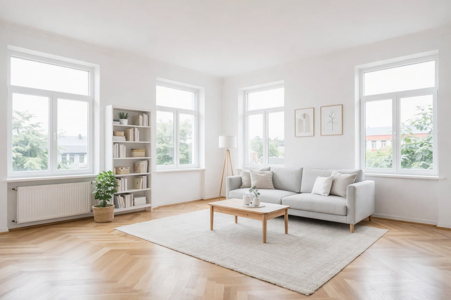 Professionell gestagtes Wohnzimmer für den Druck im Immobilien-Exposé