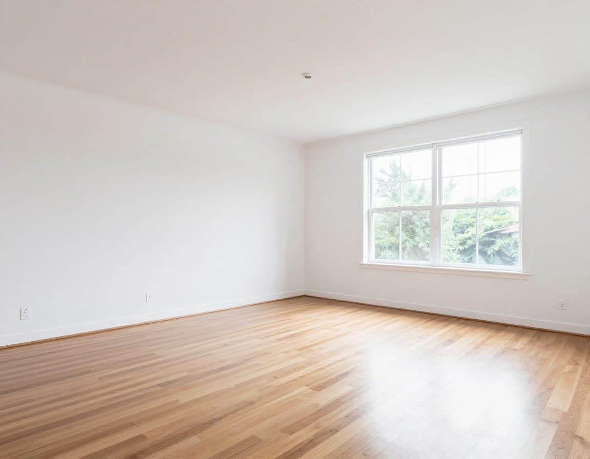 Leeres Wohnzimmer im Immobilien-Exposé ohne Staging