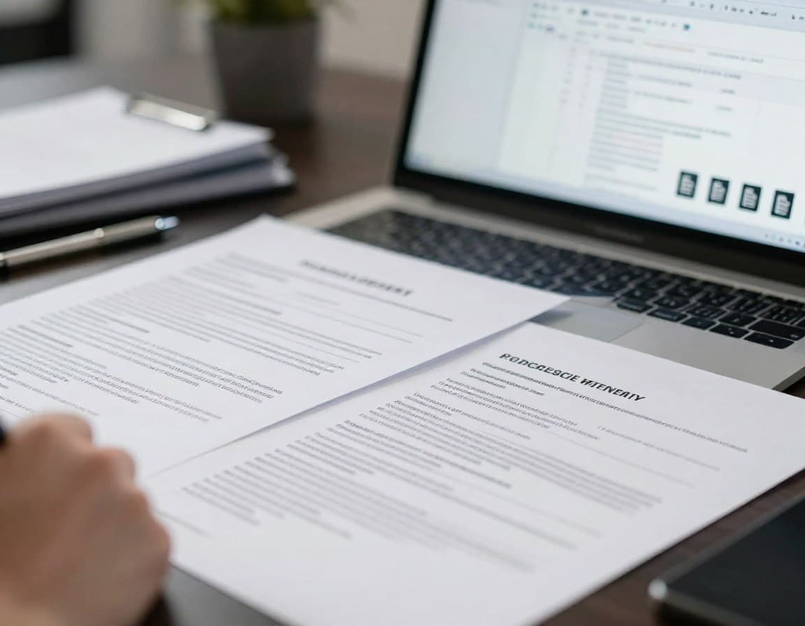 Verschiedene Exposé-Vorlagen-Typen: Word, PDF und digitale Formate auf einem Schreibtisch