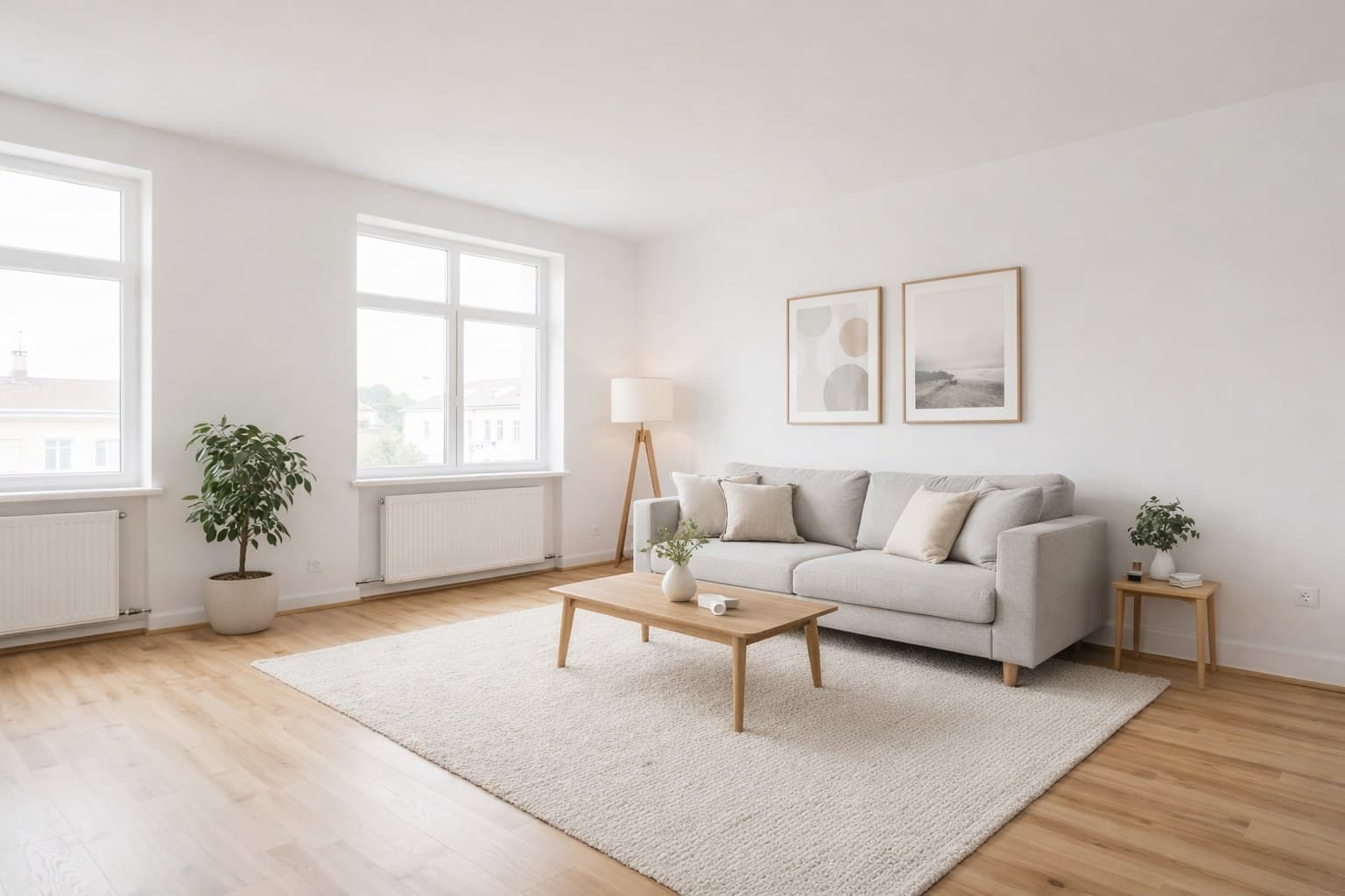 Raum nach Virtual Staging mit KI-Möblierung