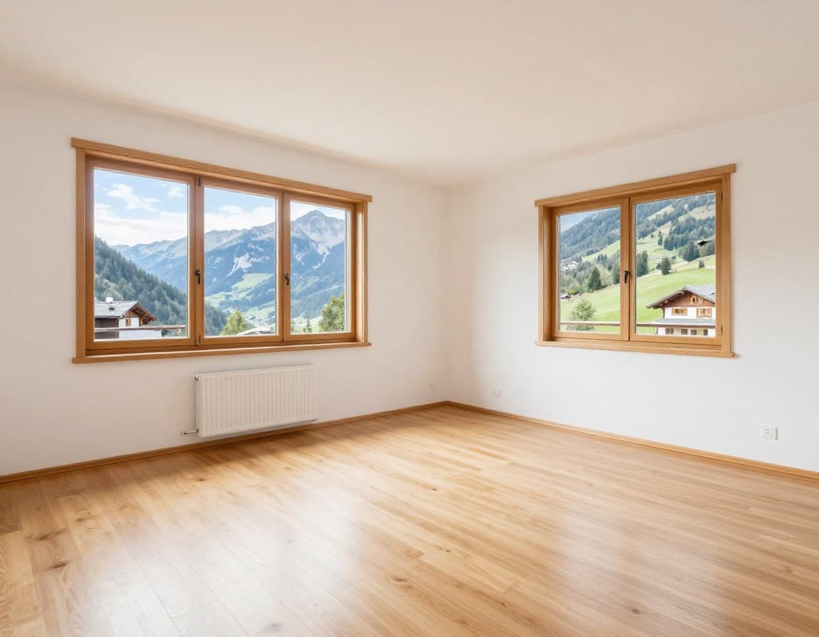 Leerer Raum einer Ferienwohnung vor Virtual Staging