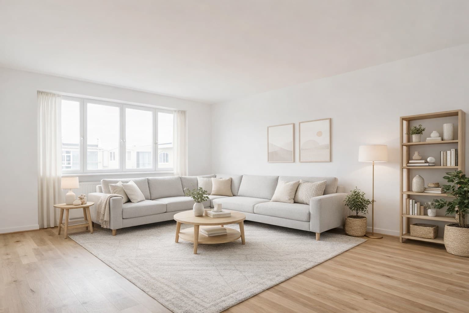 Raum nach Virtual Staging mit KI-Möblierung