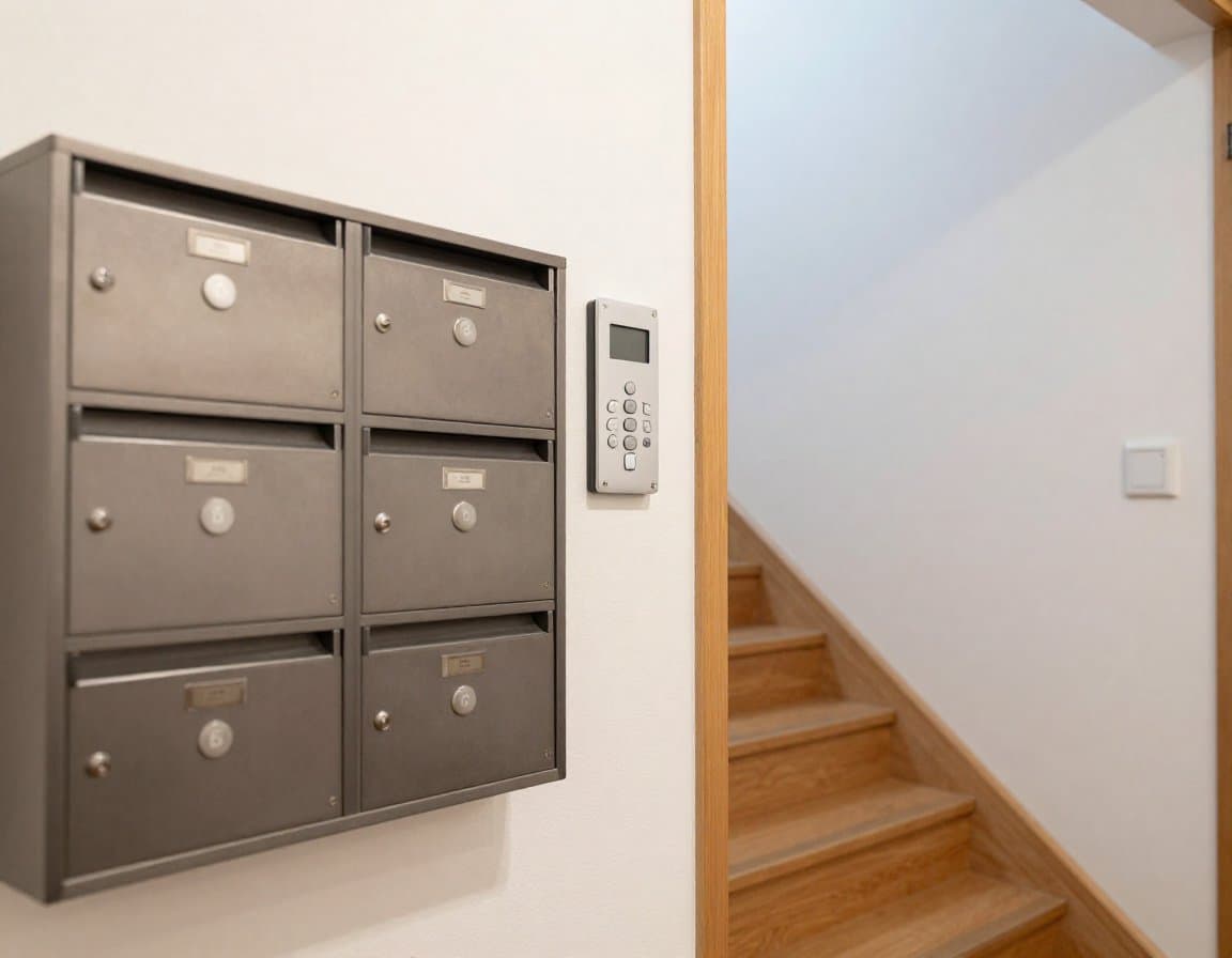 Detailaufnahme eines Mehrfamilienhauses — Treppenhaus und Gemeinschaftsflächen