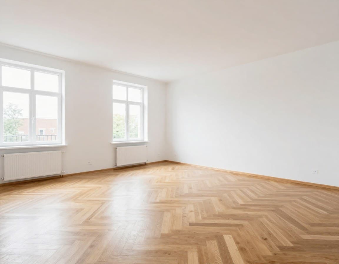 Leeres Wohnzimmer ohne Möbel — typisches Handyfoto für Word-Expose