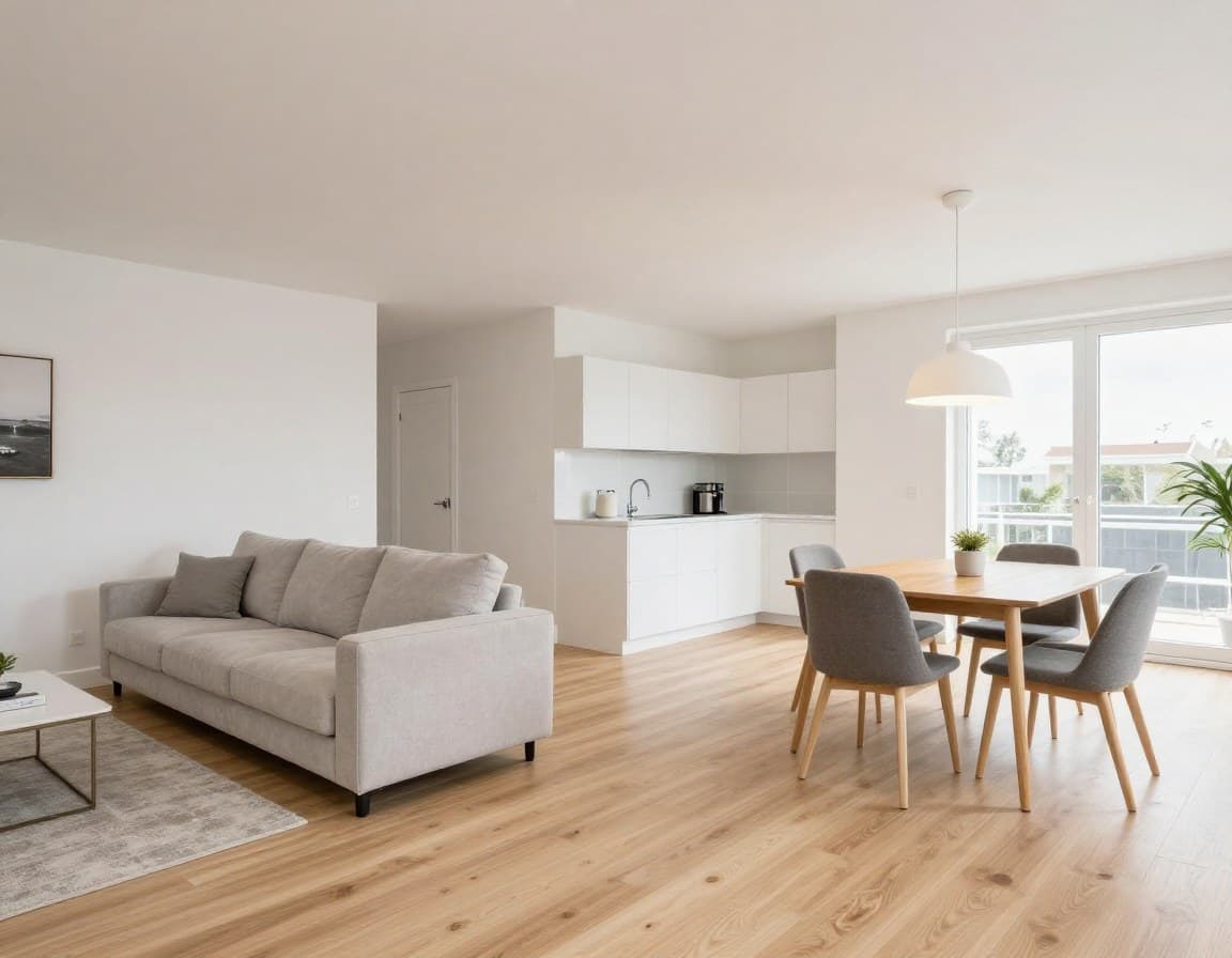 Großzügiger kombinierter Wohn- und Essbereich mit 35 qm in einer modernen 100 qm Wohnung