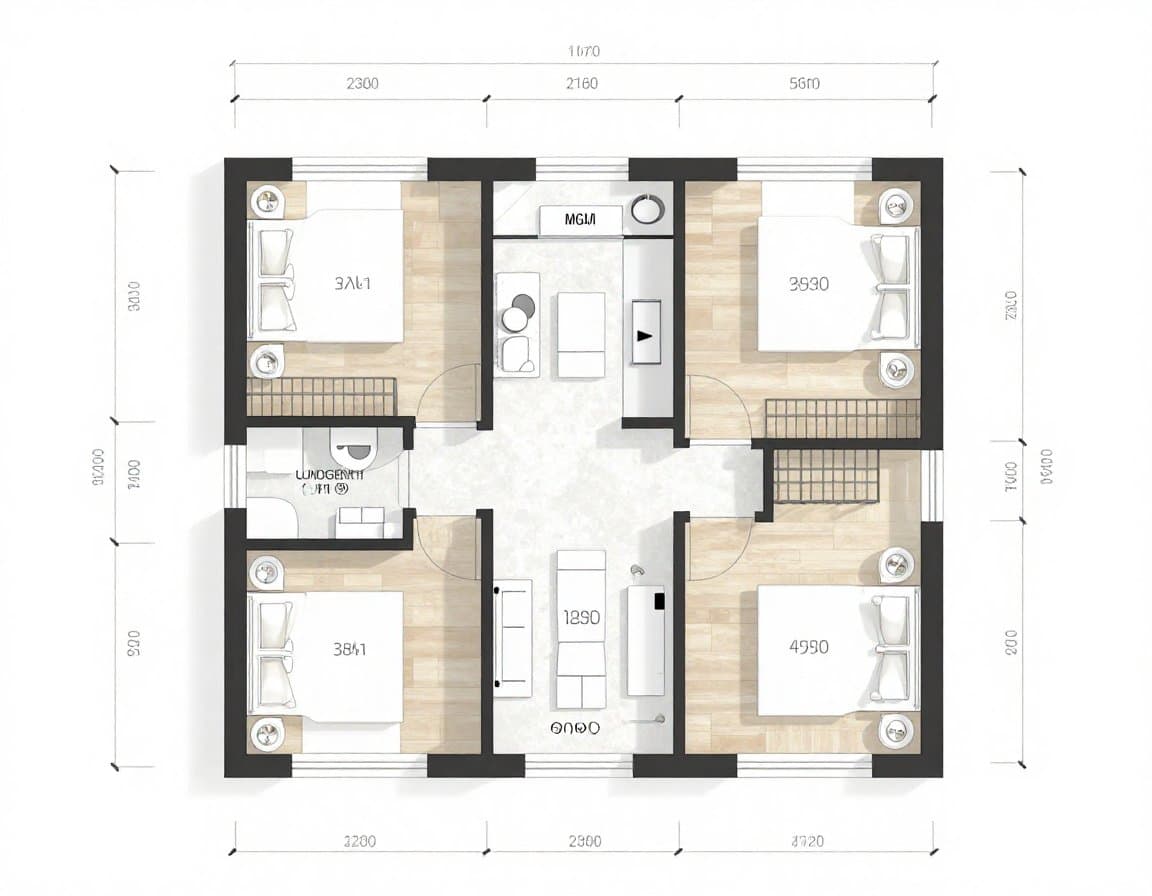 Moderner 4-Zimmer-Grundriss mit offener Wohnküche