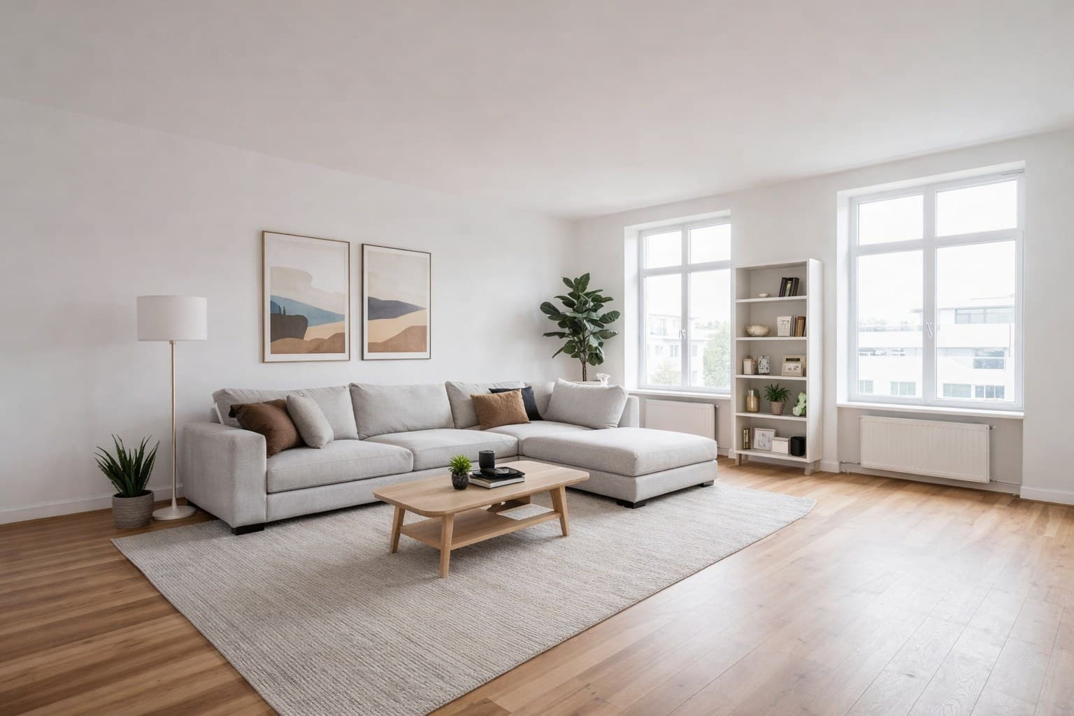 Raum nach Virtual Staging mit KI-Möblierung