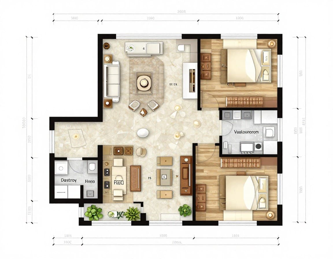 Grundriss Beispiel einer 4-Zimmer-Wohnung mit 100 Quadratmetern