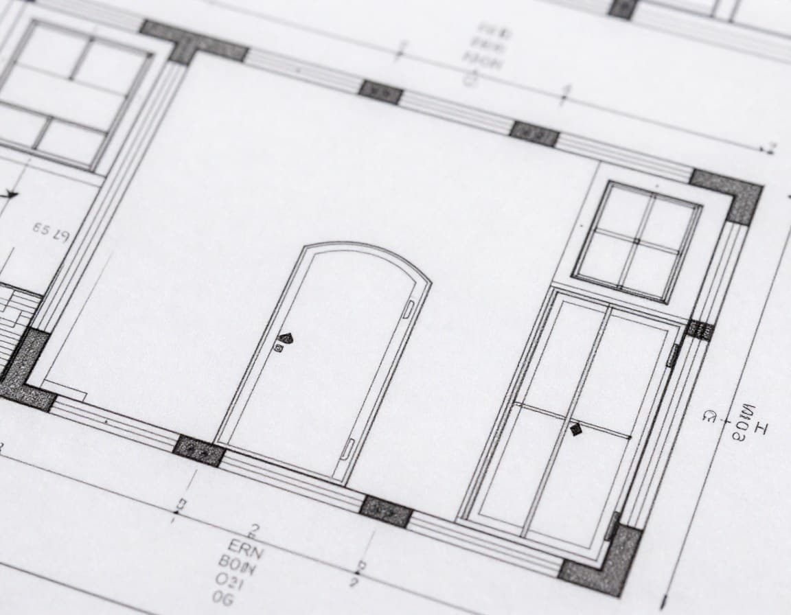 Grundriss-Symbole für Türen und Fenster: Schwenktür, Schiebetür, Doppeltür, Fenster