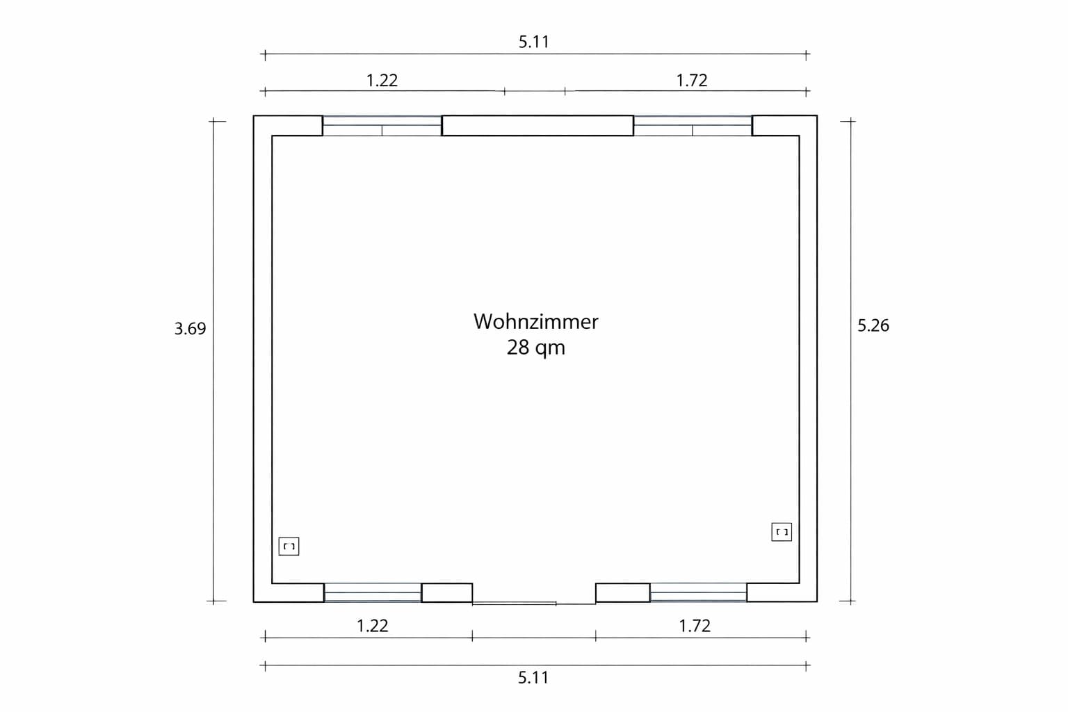Raum nach Virtual Staging mit KI-Möblierung