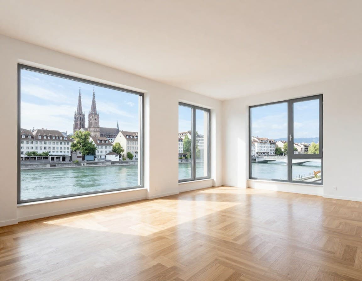 Helle Basler Wohnung mit Blick auf den Rhein und das Basler Munster