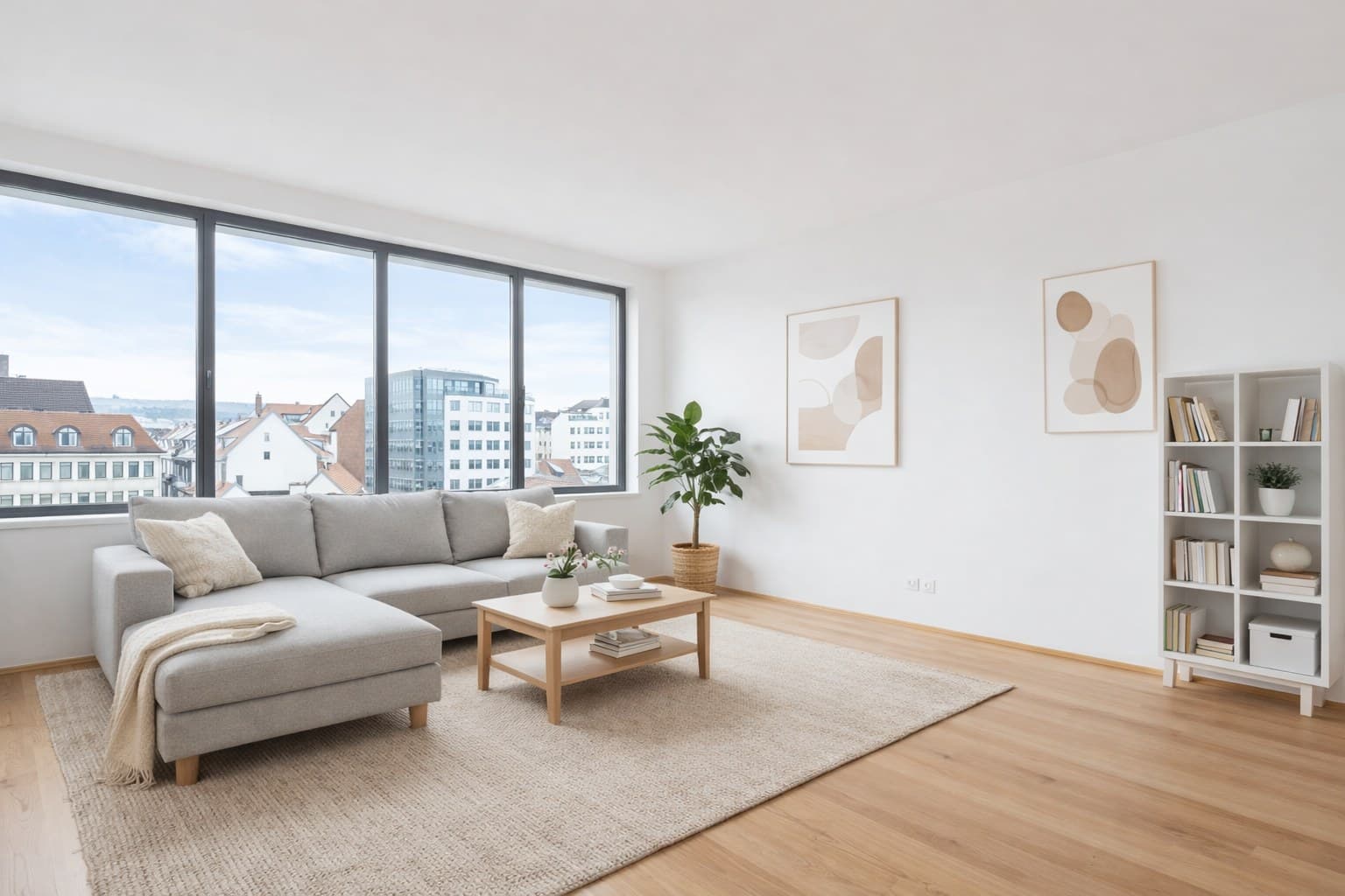 Basler Wohnung nach Virtual Staging mit modernen skandinavischen Mobeln