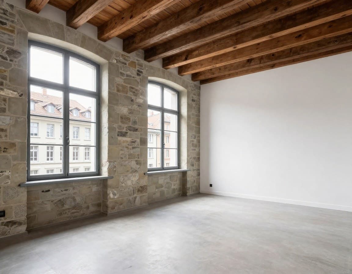 Renovierte Altstadtwohnung Bern mit historischen Sandsteinwaenden und modernen Elementen
