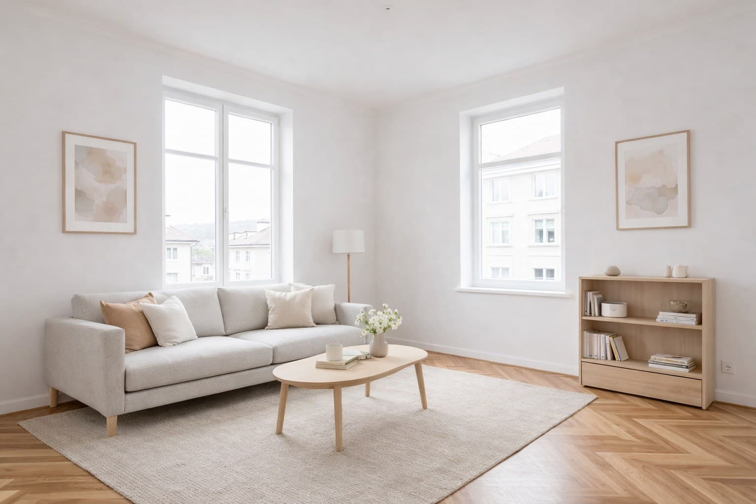 Berner Wohnung nach Virtual Staging mit modernen skandinavischen Moebeln