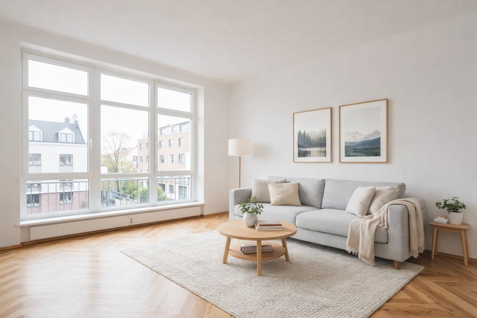 Düsseldorfer Wohnung nach Virtual Staging mit modernen Möbeln