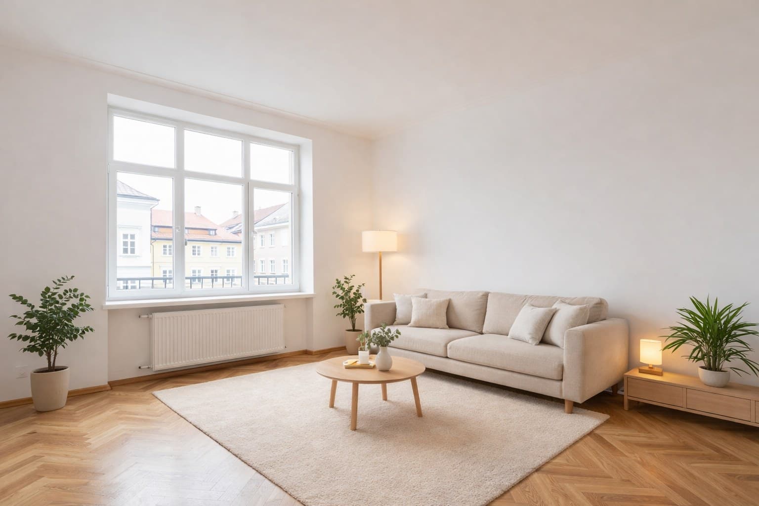 Grazer Gründerzeit-Wohnung nach Virtual Staging — modern skandinavisch möbliert