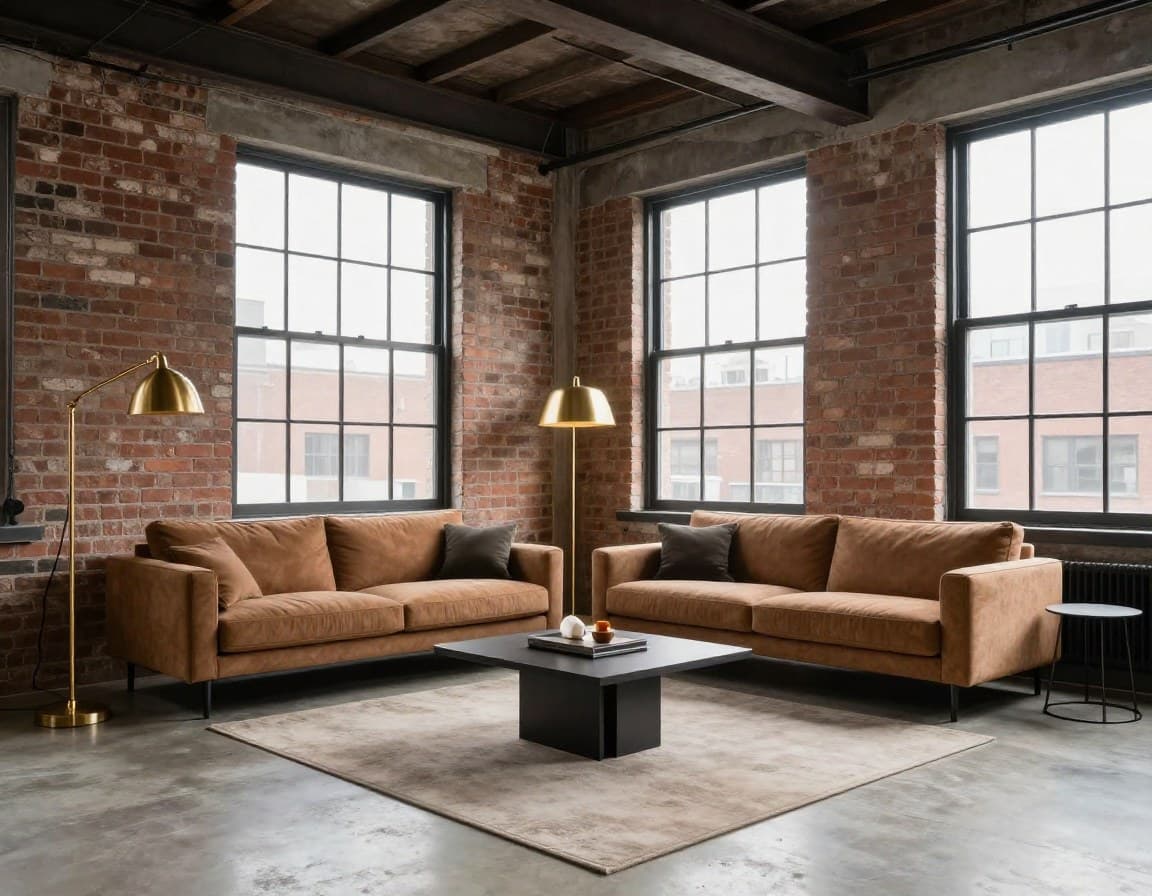 Industrial-Modern gestagtes Loft in Köln-Ehrenfeld mit Backstein und Designer-Möbeln