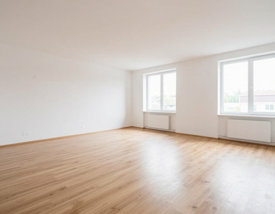 Leerer Raum ohne Möbel — kalt und schwer vorstellbar für Käufer