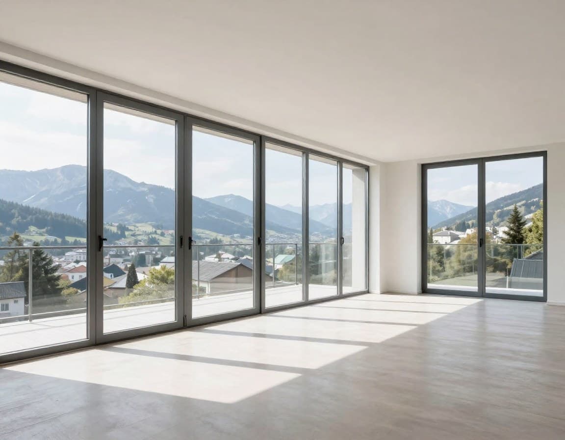 Moderne Salzburger Wohnung mit Bergblick und bodentiefen Fenstern
