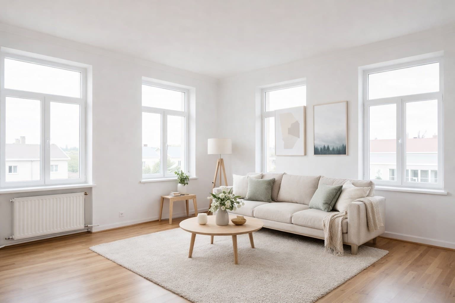 Raum nach Virtual Staging mit KI-Möblierung