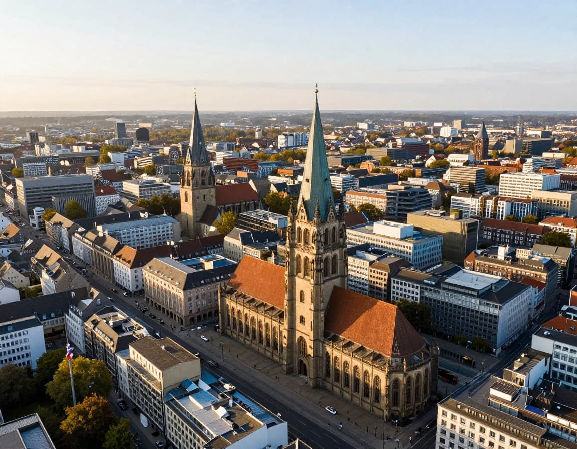 Hannover Immobilienmarkt — Luftaufnahme Stadtmitte mit Marktkirche und Neuem Rathaus