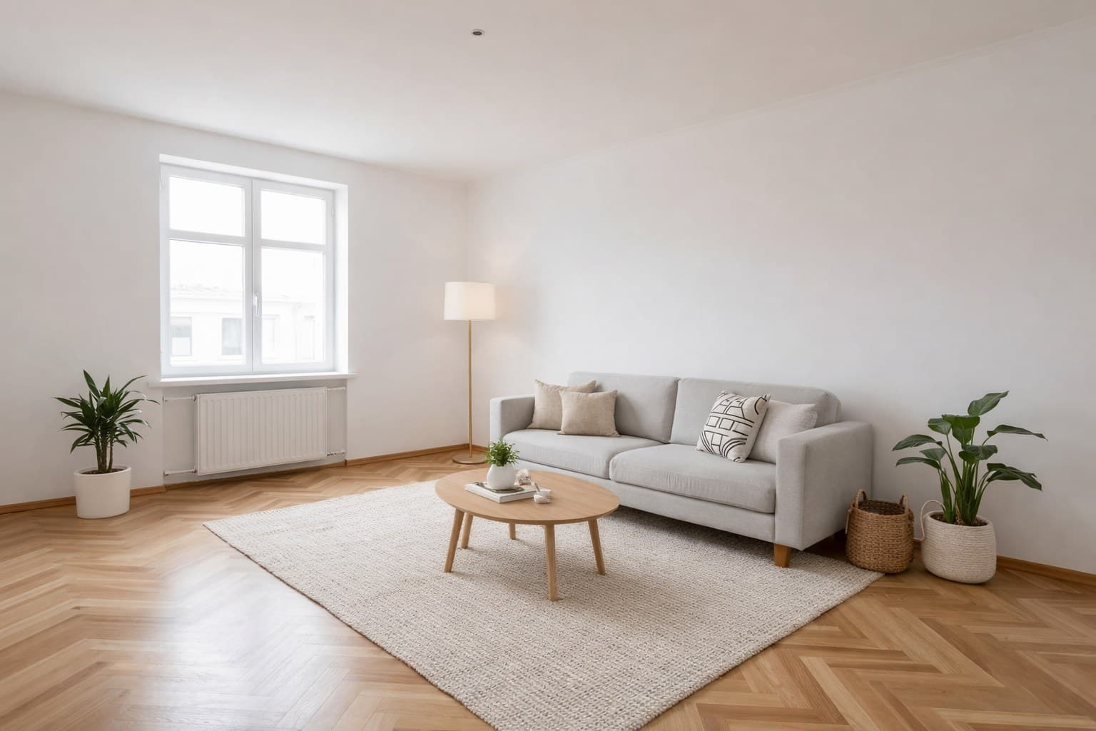 Raum nach Virtual Staging mit KI-Möblierung