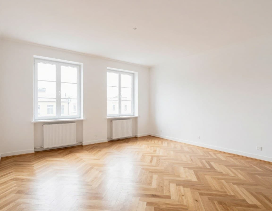 Leere Stuttgarter Wohnung vor dem Virtual Staging — kahle Räume, kein Mobiliar