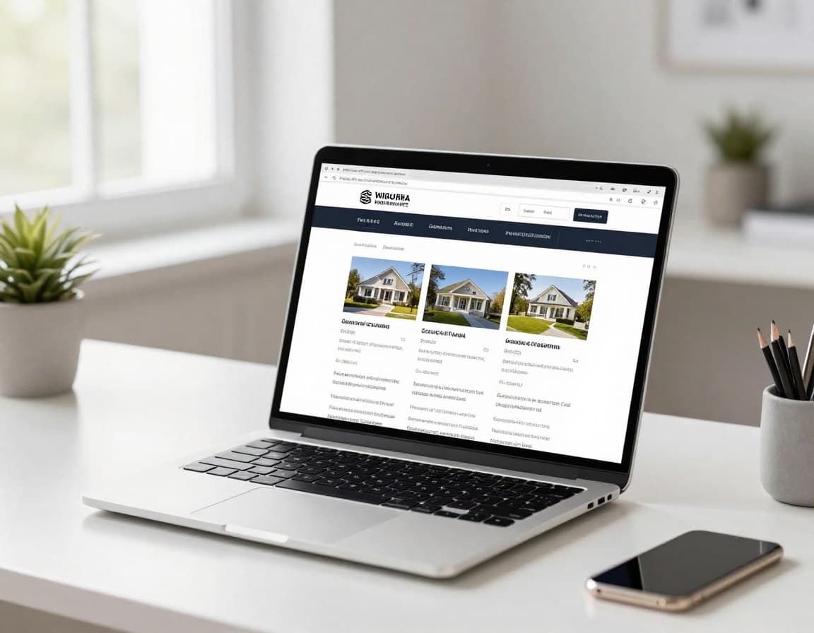 Immobilieninserat auf einem Laptop mit professionellen Fotos auf einem Immobilienportal