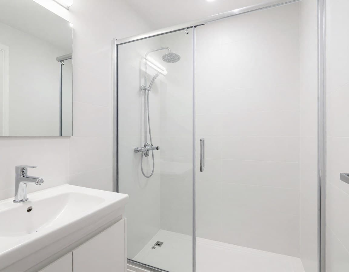 Teilsaniertes modernes Badezimmer mit neuen Armaturen