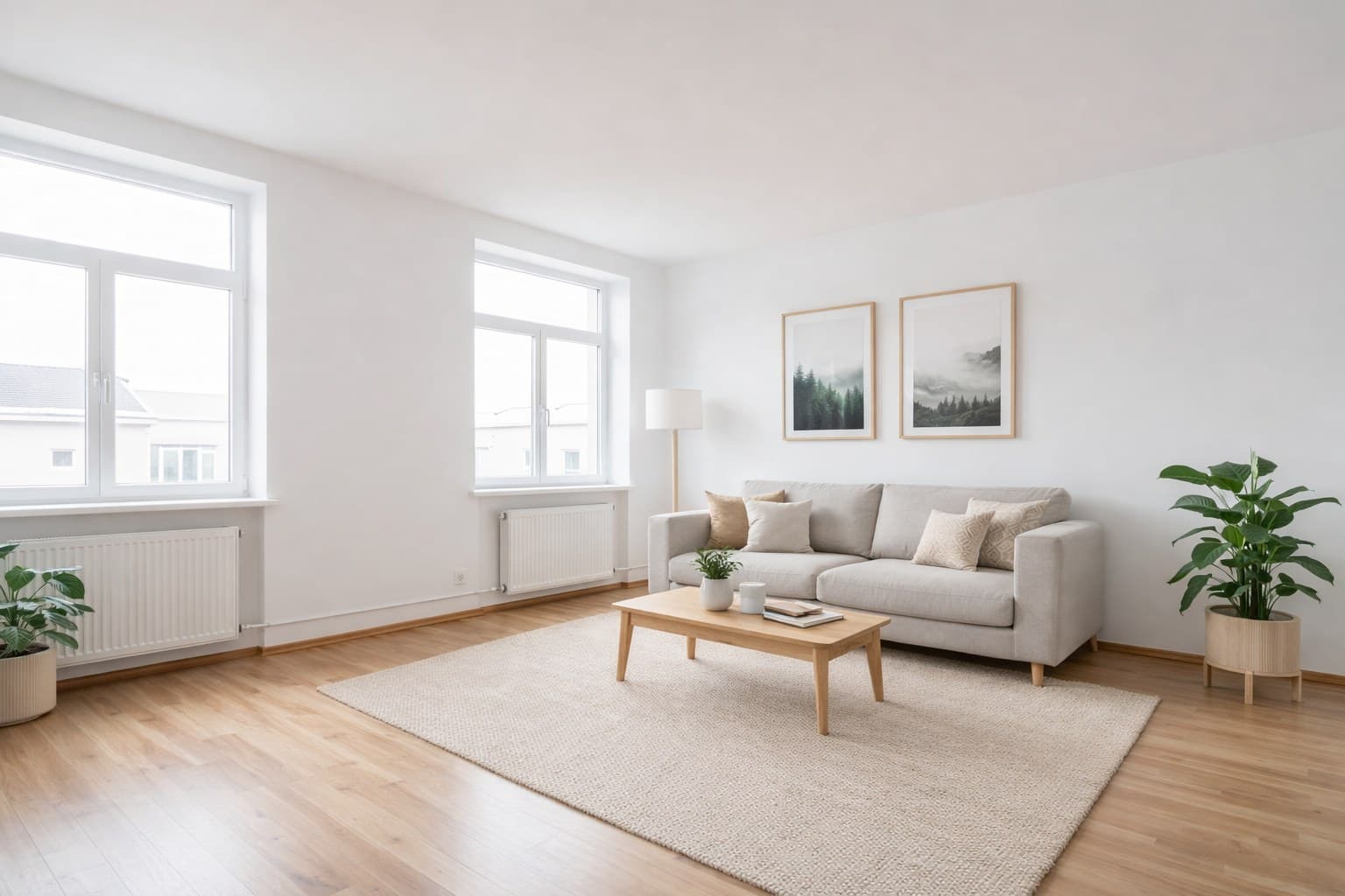 Raum nach Virtual Staging mit KI-Möblierung