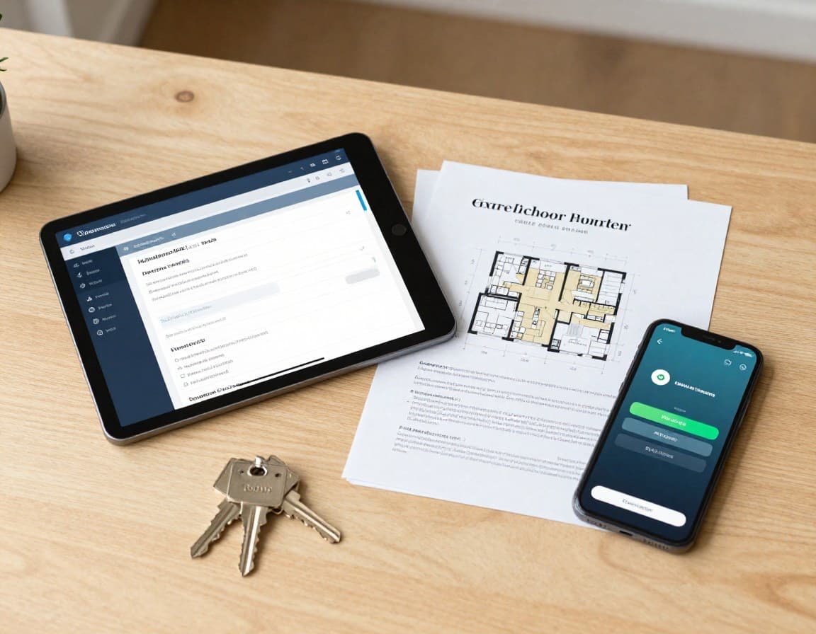 Tablet zeigt automatisierte Immobilien-Workflows mit KI-Integration