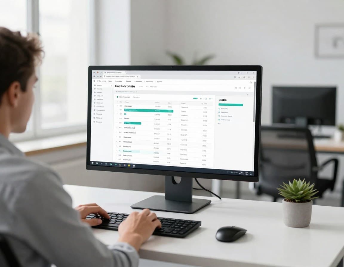 Immobilienmakler arbeitet mit KI-Dashboard für automatisierte Workflows