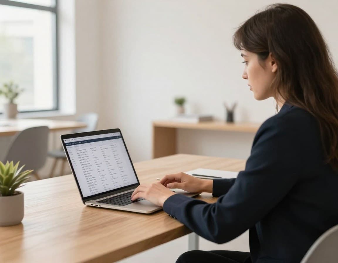 Immobilien-Workflow automatisieren — Makler arbeitet am Laptop mit KI-Software zur Inserat-Erstellung