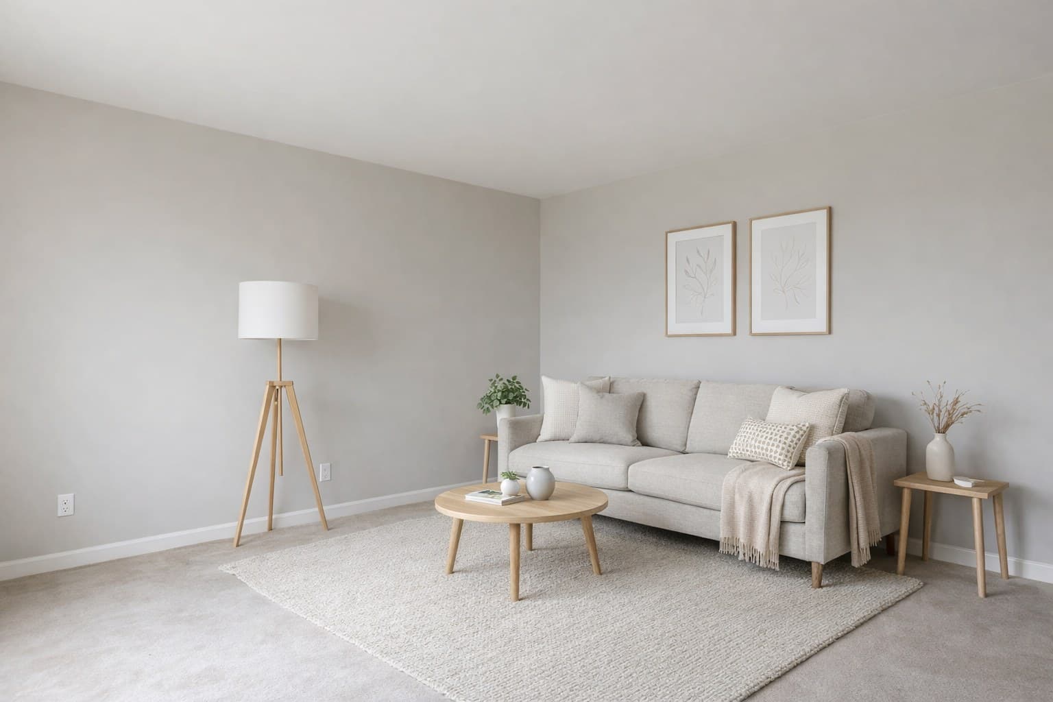 Raum nach Virtual Staging mit KI-Möblierung