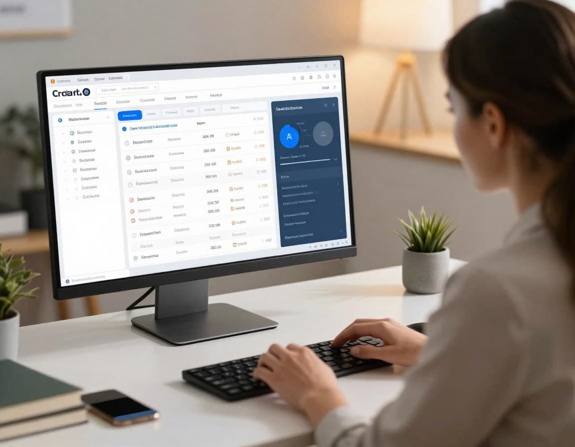 Immobilienmakler nutzt KI-integriertes CRM-Dashboard mit Property-Listings und AI-Features