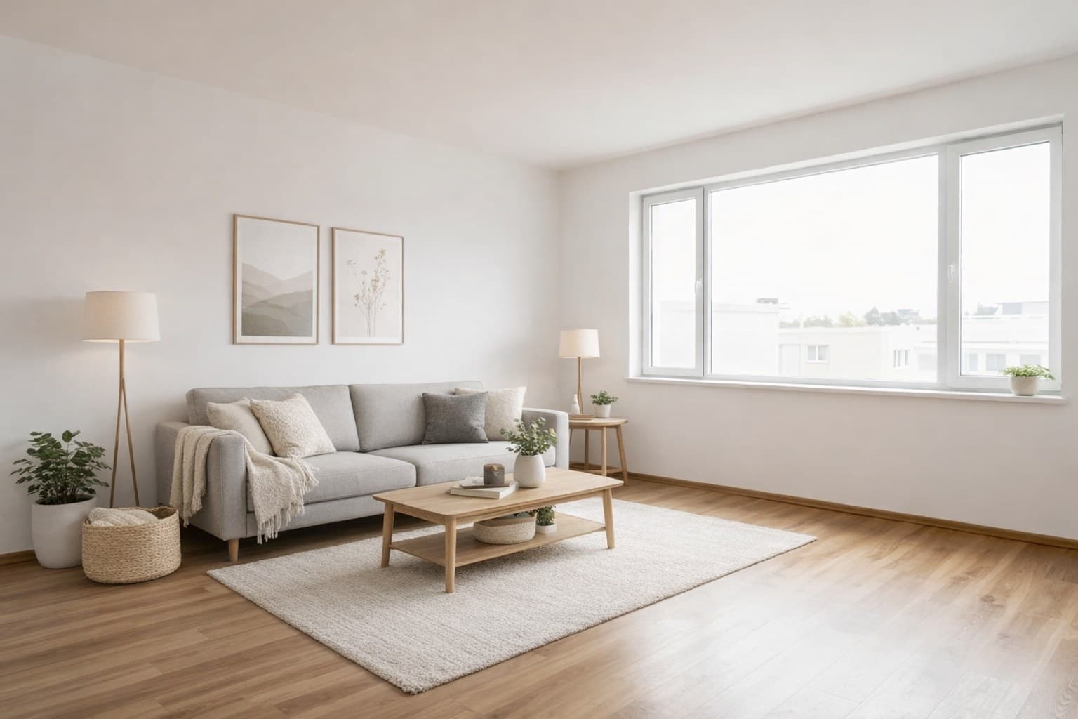 Raum nach Virtual Staging mit KI-Möblierung