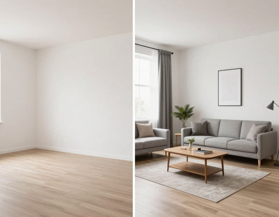 Beispiel für KI-gestütztes Virtual Staging in einem Immobilieninserat