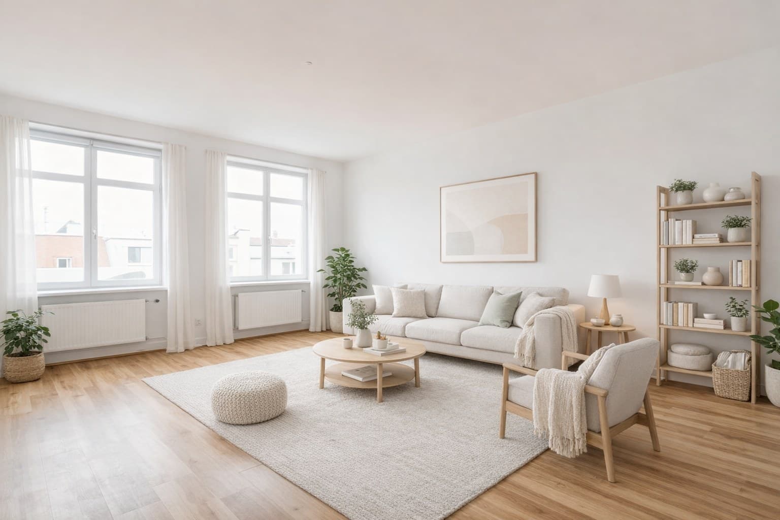 Wohnung nach Virtual Staging mit KI-Moeblierung