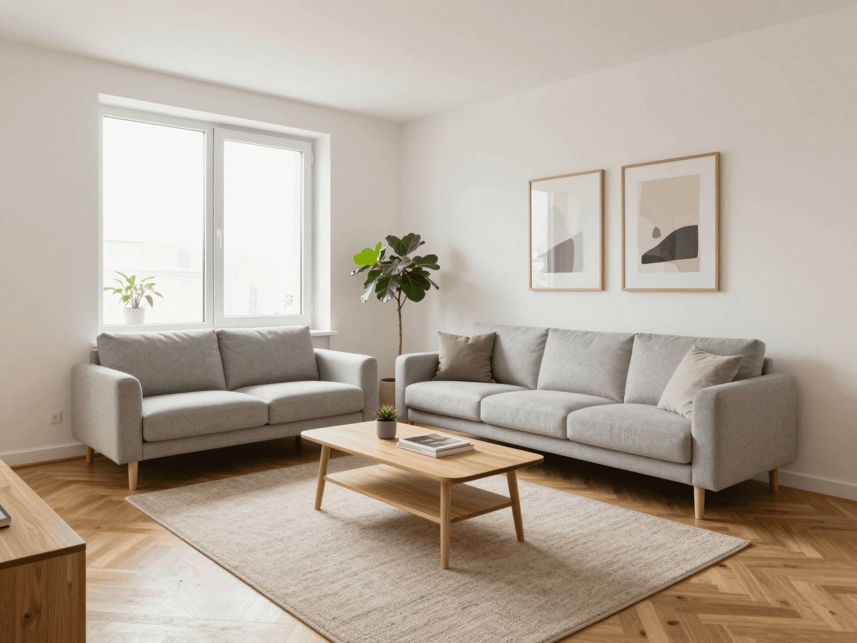 Virtuell eingerichtetes Wohnzimmer fuer das Inserat