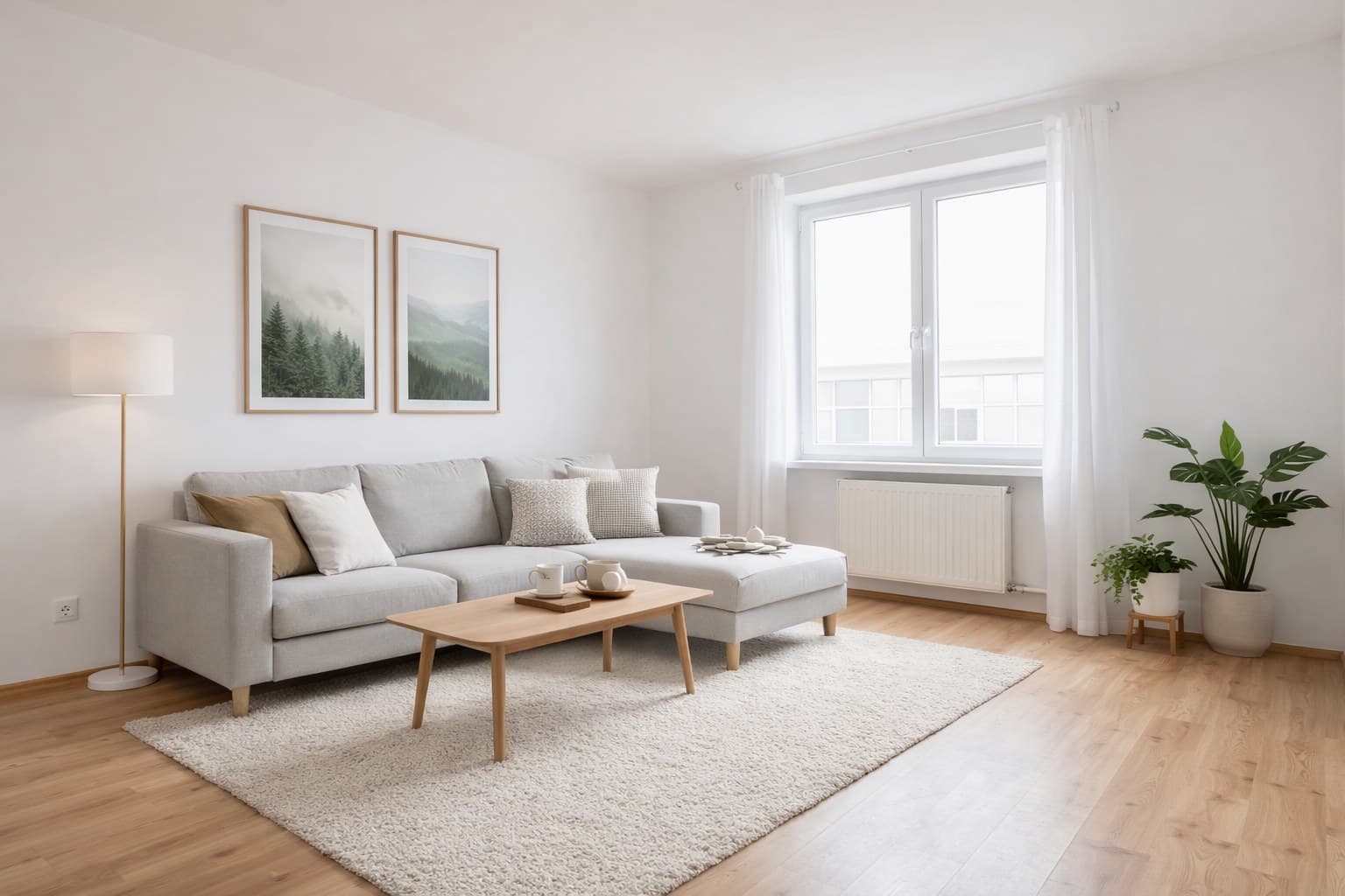 Raum nach Virtual Staging mit KI-Möblierung
