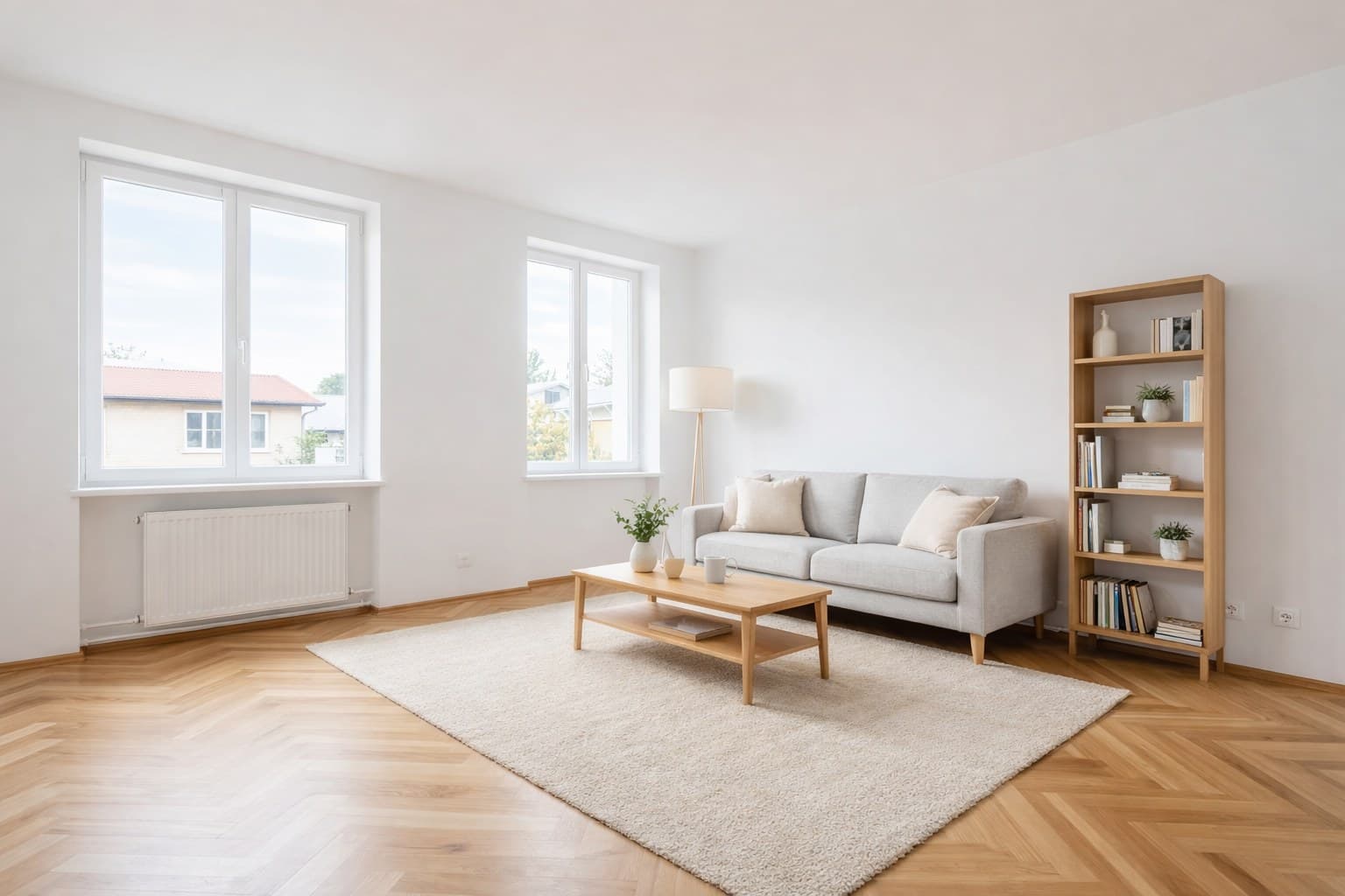 Raum nach Virtual Staging mit KI-Möblierung