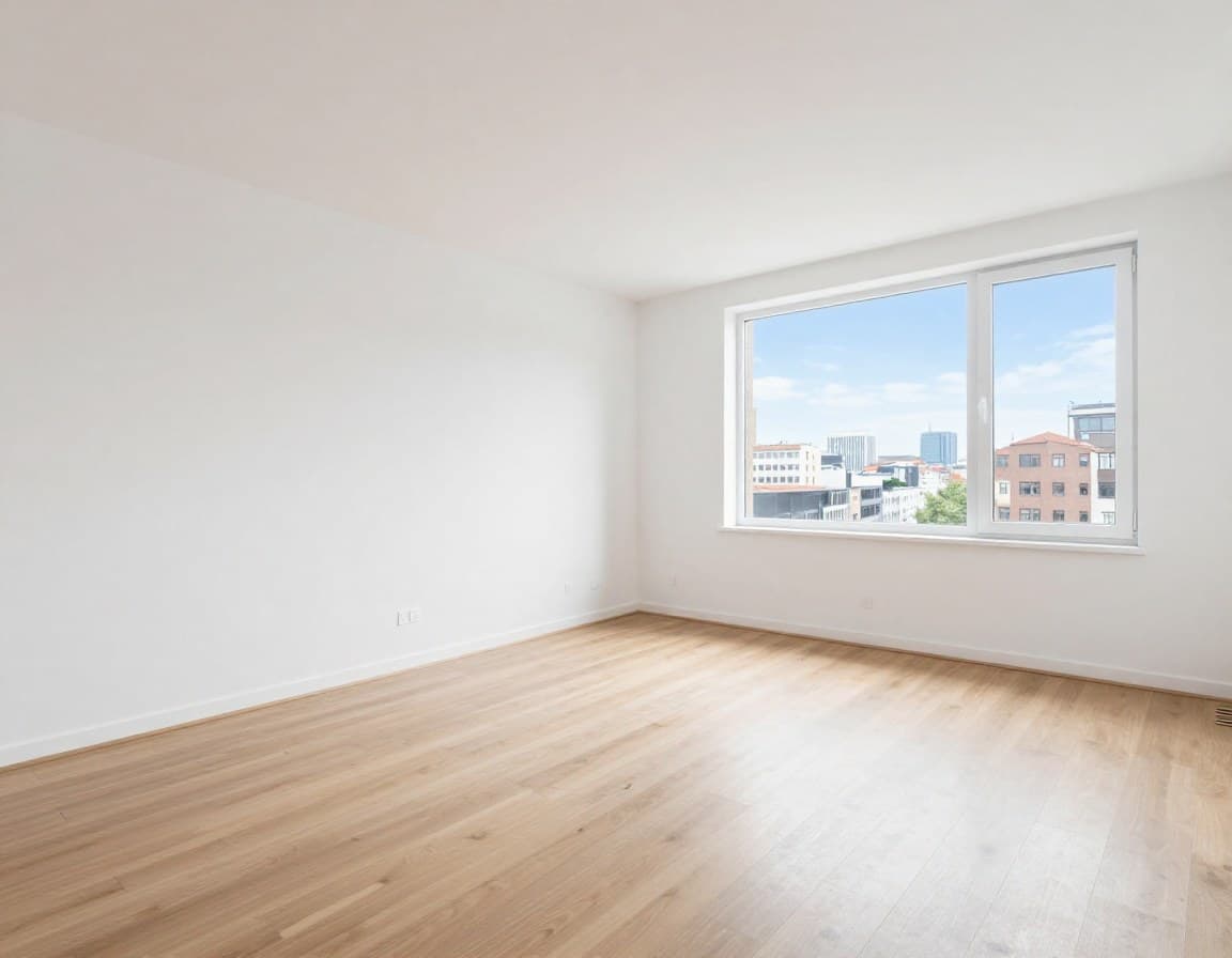 Leere Wohnung virtuell einrichten - leeres Wohnzimmer vor dem KI-Staging